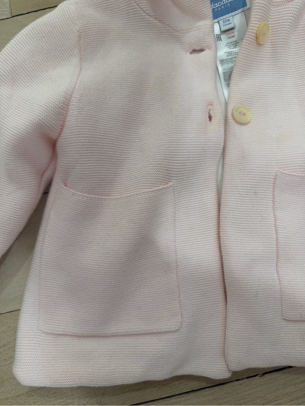 Jacadi Light Pink Knit Pea Coat for Kids